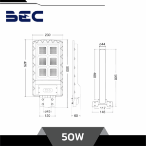 Alternative view of BEC โคมไฟถนนโซล่าเซลล์ LED 50W รุ่น BERLIN