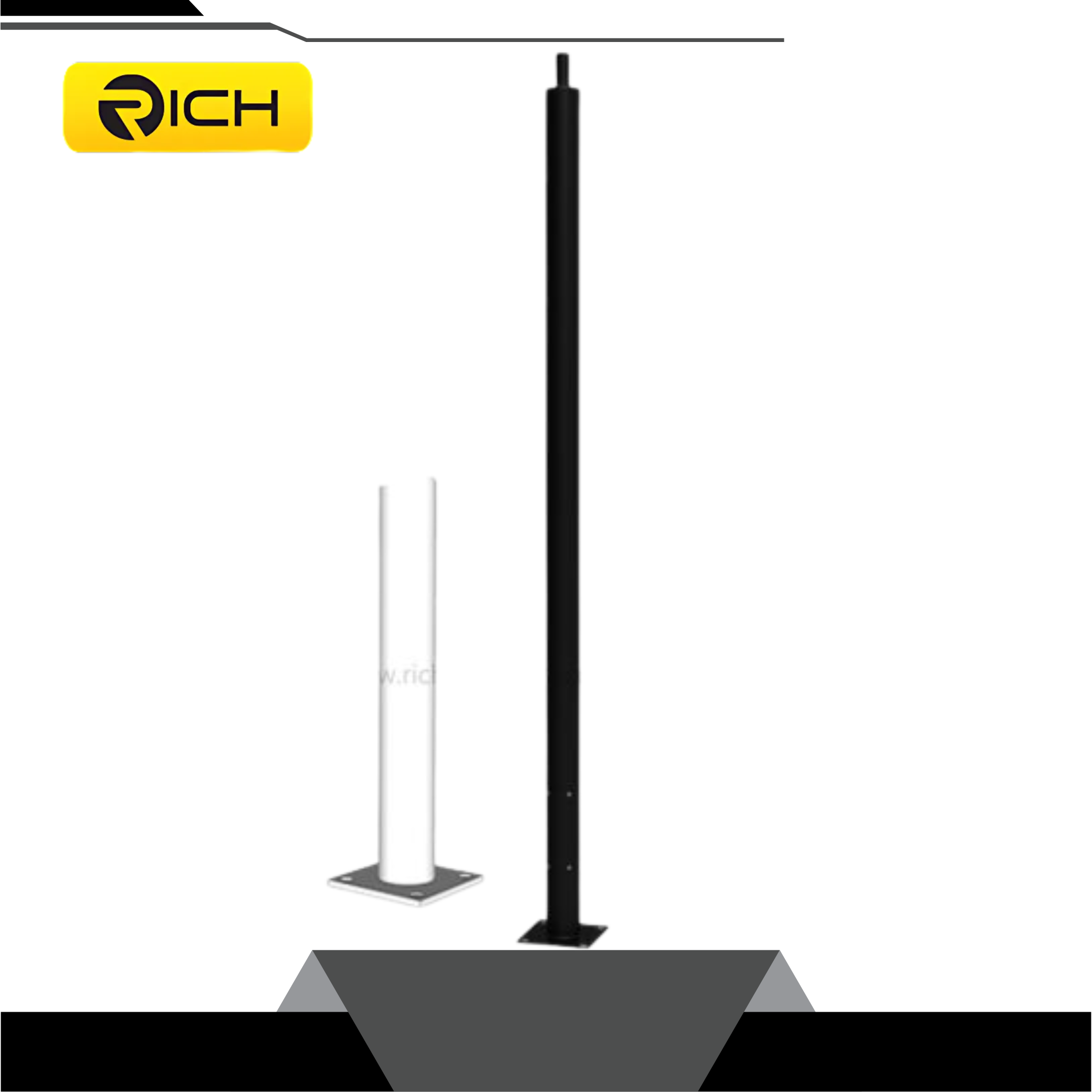 เสาไฟเหล็กตรงทรงกระบอกกลม